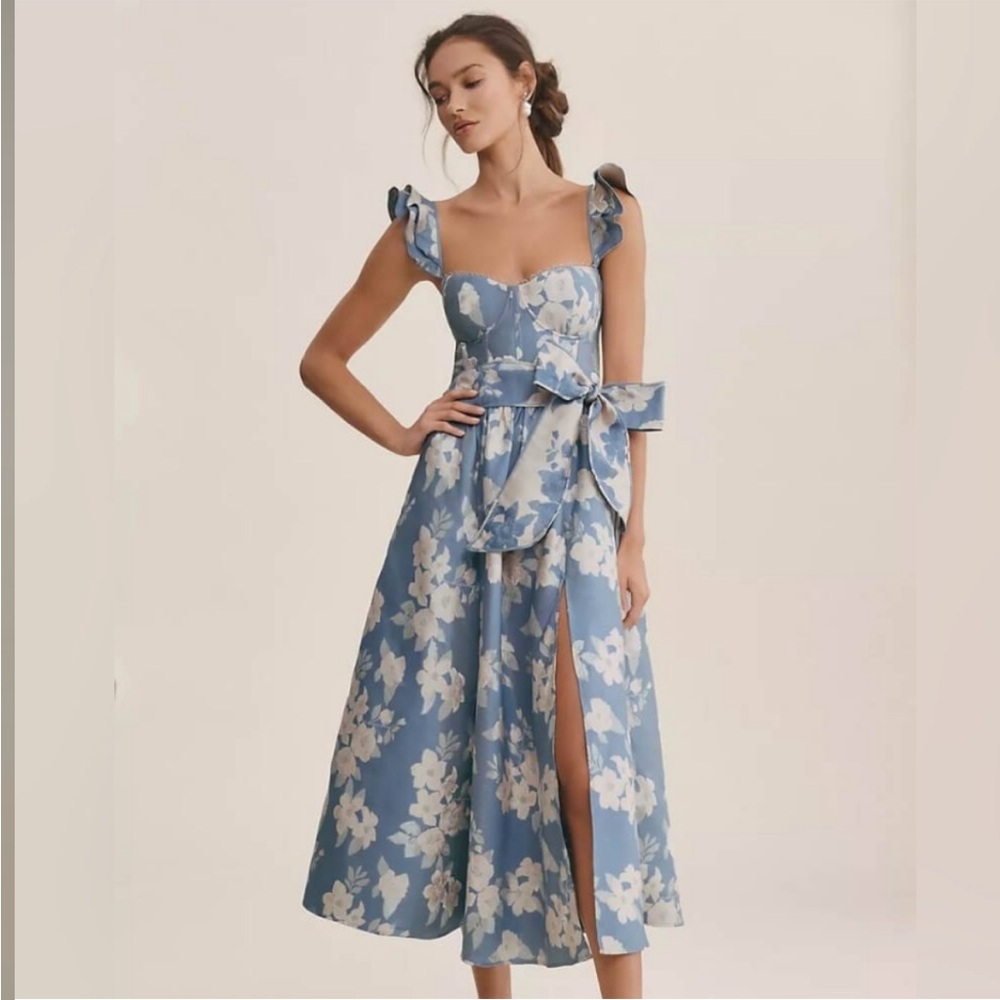 Floral Blue Sleeveless Dress